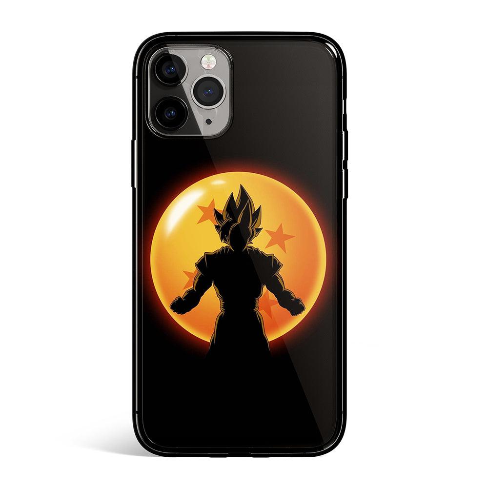 Dragon Ball Orange Background Son Goku Tempered Glass Soft Silicone iPhone  Case, Monkey Ninja