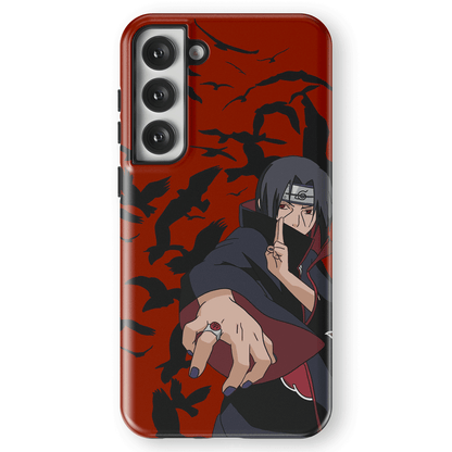 Itachi Sharingan & Summon Crows Bunshinjutsu Tempered Glass Tough Samsung Phone Case