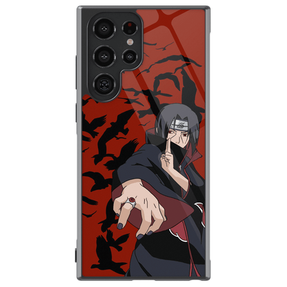 Itachi Sharingan & Summon Crows Bunshinjutsu Tempered Glass Tough Samsung Phone Case