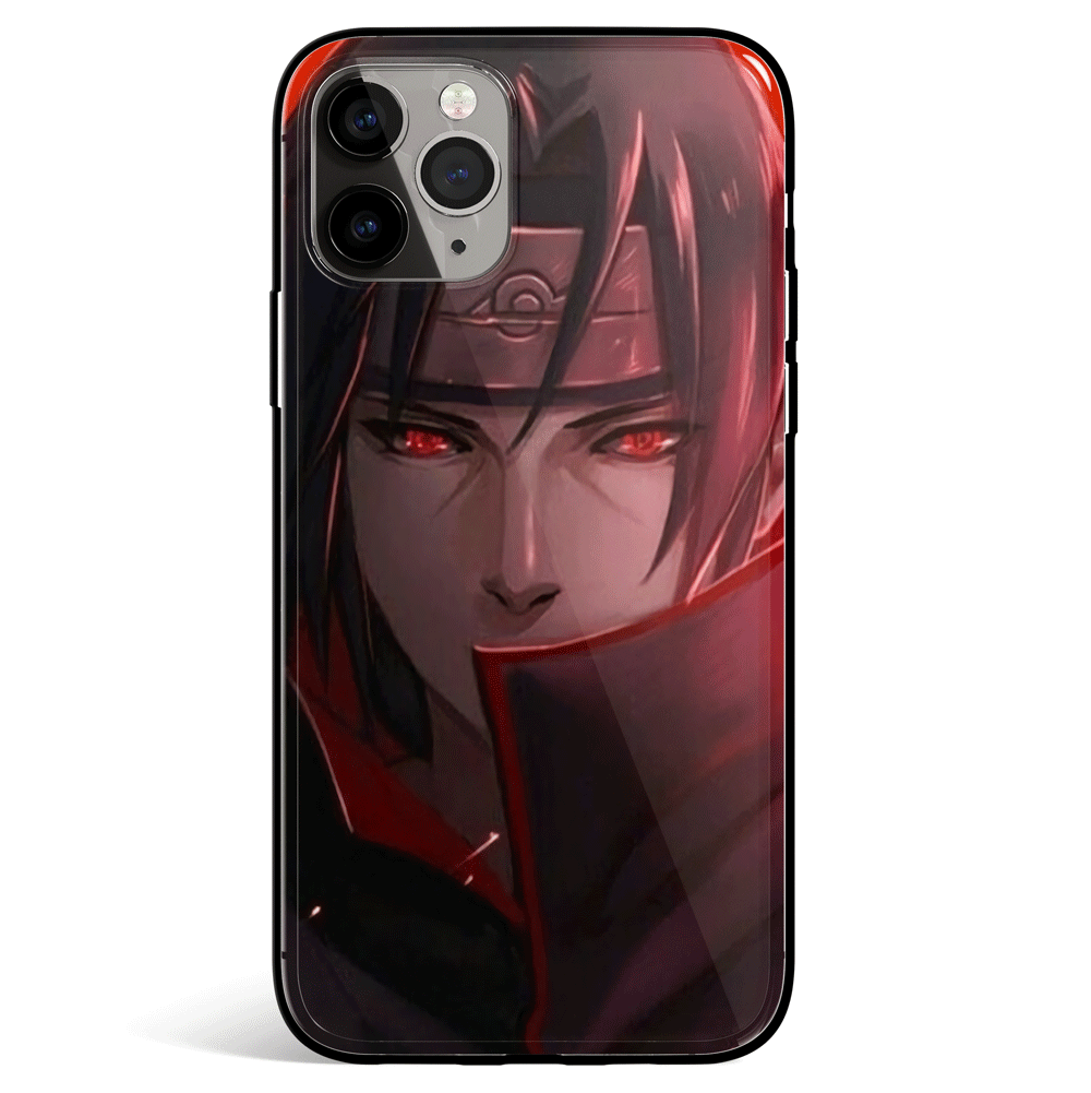 Missing-Nin Itachi Sharingan Tempered Glass Soft Silicone iPhone Case