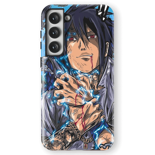 Sasuke Naruto Anime Hand Draw Tempered Glass Tough Phone Case for Samsung