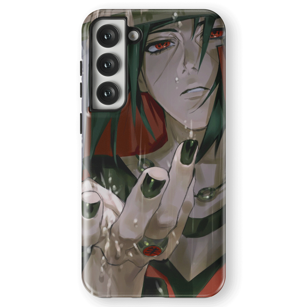 Itachi Naruto Anime Hand Draw Tempered Glass Tough Phone Case for Samsung