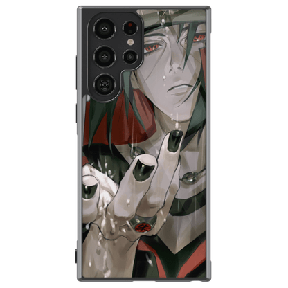 Itachi Naruto Anime Hand Draw Tempered Glass Tough Phone Case for Samsung