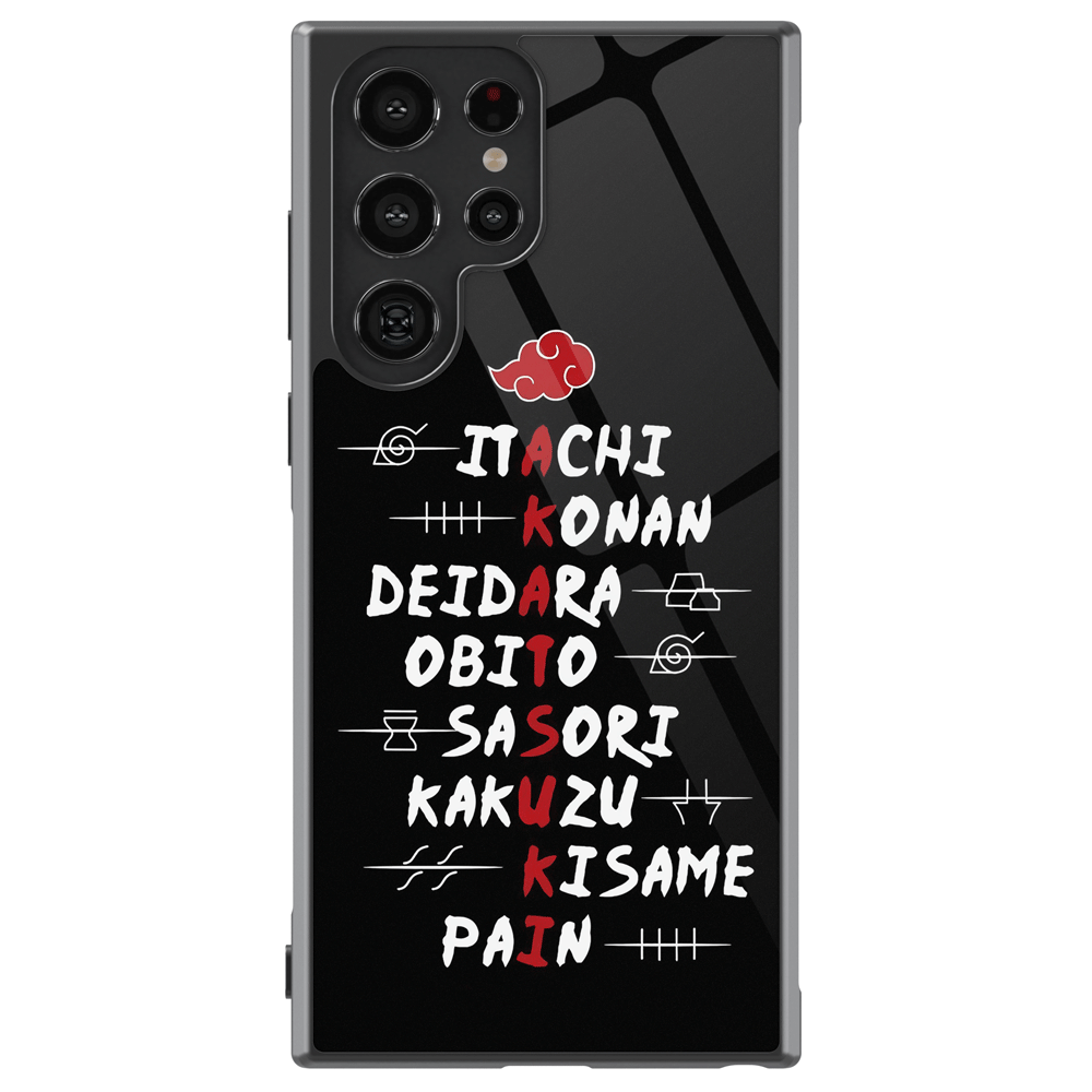 Naruto Anime Akatsuki Member Names Tempered Glass Tough Samsung Phone Case