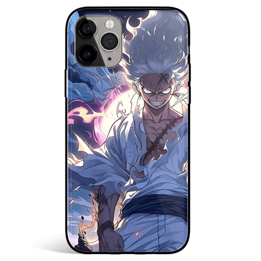 One Piece Luffy Gear 5 Scar Tempered Glass Soft Silicone iPhone Case