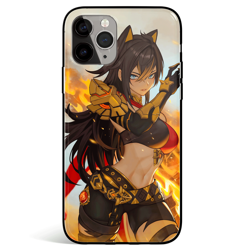 Genshin Impact Dehya Tempered Glass Soft Silicone iPhone Case