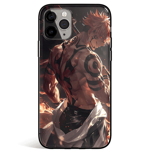 Jujutsu Kaisen Sukuna Realistic Style Tempered Glass Soft Silicone iPhone Case