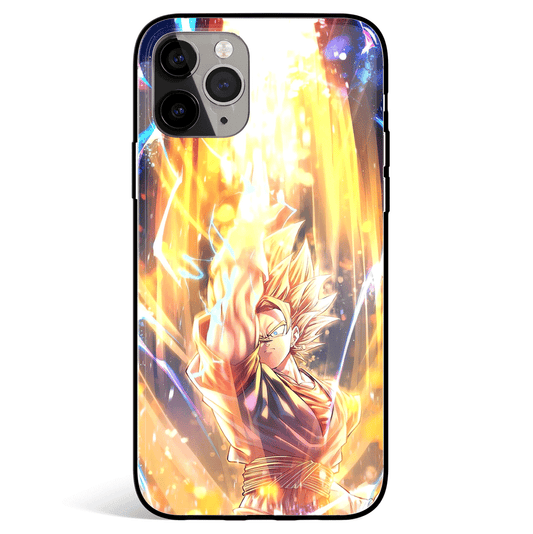 Dragon Ball Goku Super Saiyan One Tempered Glass Soft Silicone iPhone Case