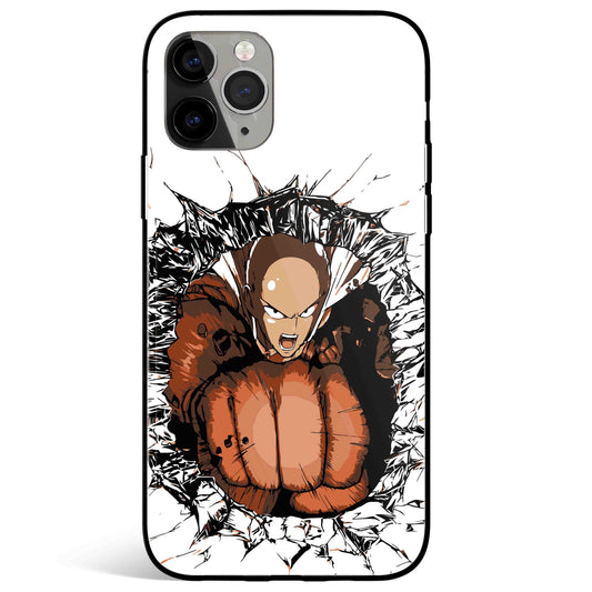 One Punch Man A Hole Tempered Glass Soft Silicone iPhone Case