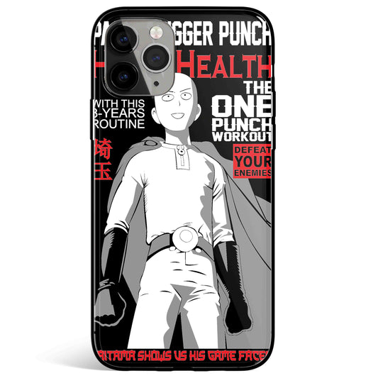 One Punch Man Poster Tempered Glass Soft Silicone iPhone Case