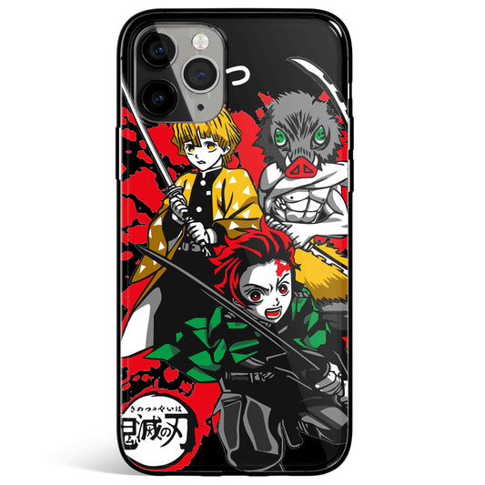 Demon Slayer Tempered Glass Soft Silicone iPhone Case