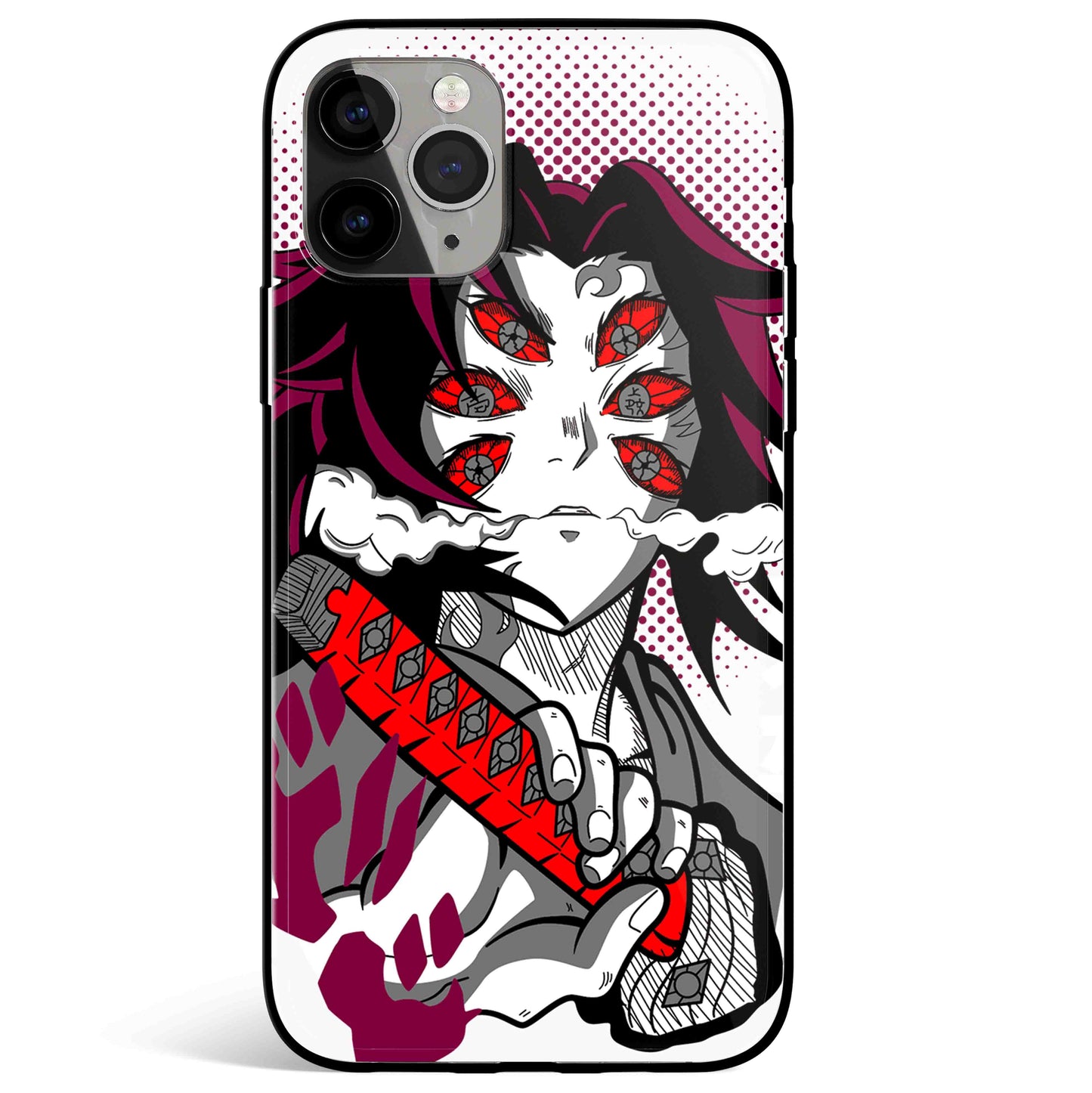 Demon Slayer Kokushibo Tempered Glass Soft Silicone iPhone Case