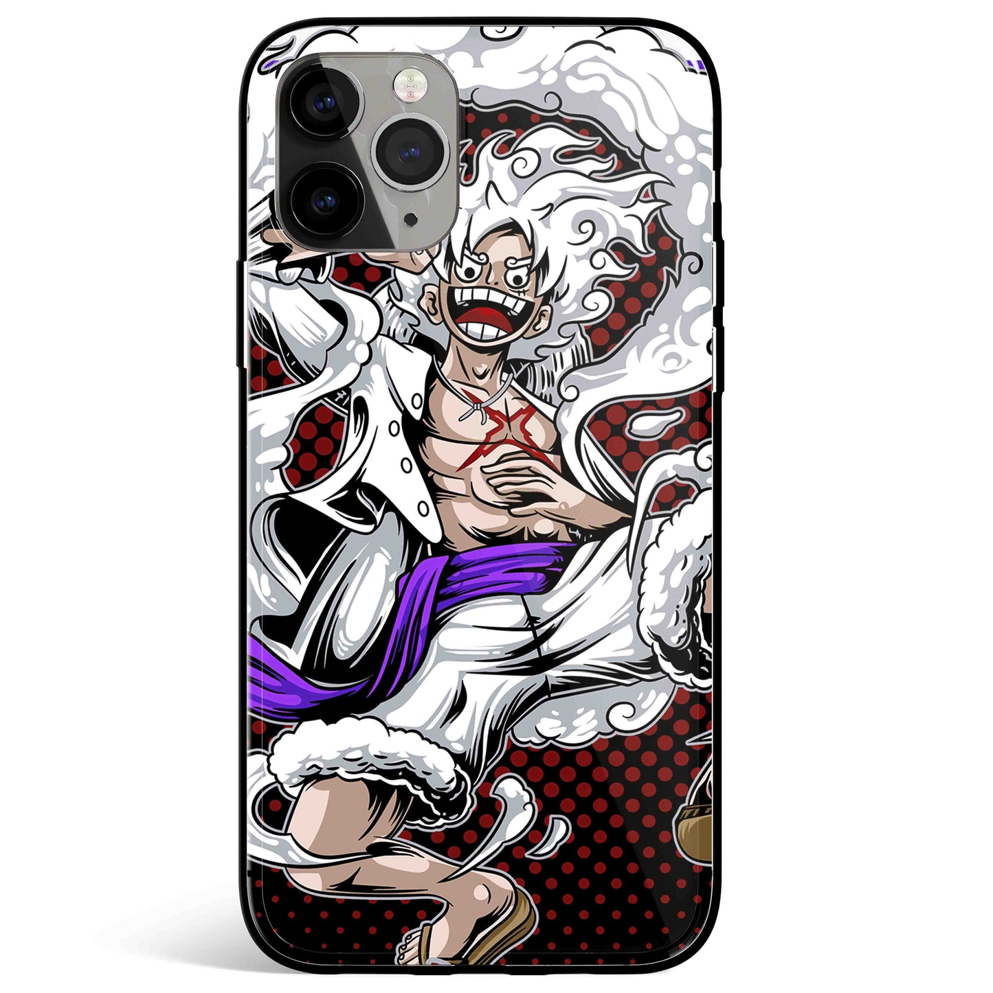 One Piece Luffy Gear 4 White Tempered Glass Soft Silicone iPhone Case