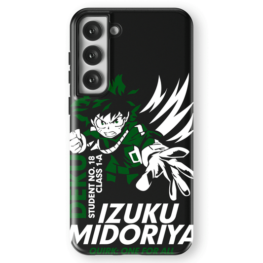 My Hero Academia Deku Izuku Tempered Glass Tough Soft Silicone Samsung Case