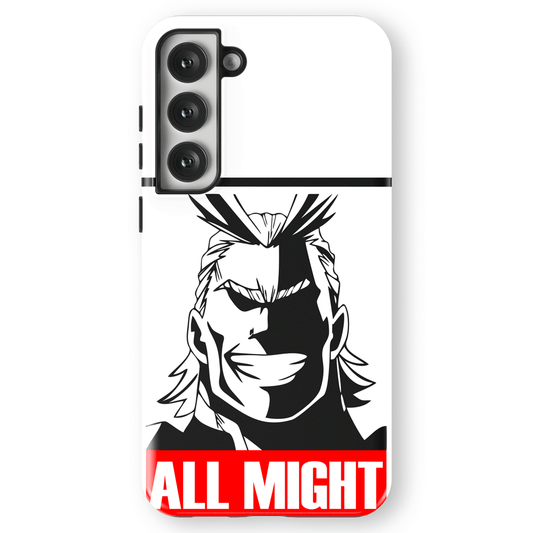 My Hero Academia All Might Tempered Glass Tough Soft Silicone Samsung Case