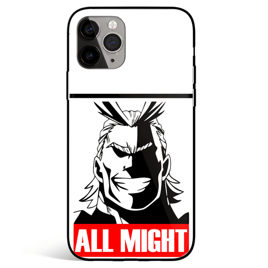 My Hero Academia All Might Tempered Glass Soft Silicone iPhone Case