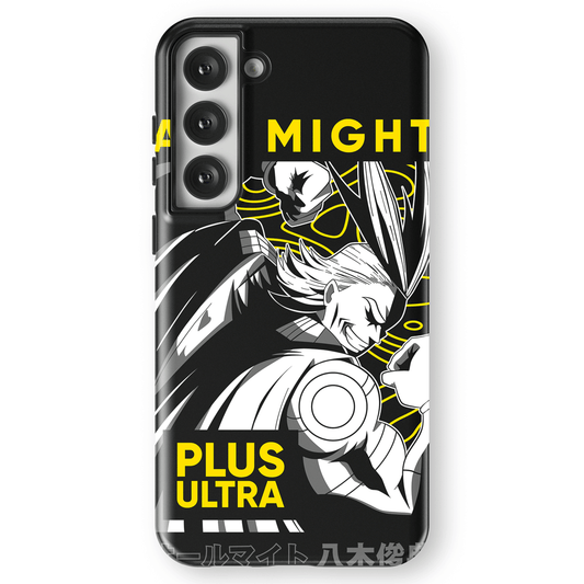 My Hero Academia All Might Plus Ultra Tempered Glass Tough Soft Silicone Samsung Case