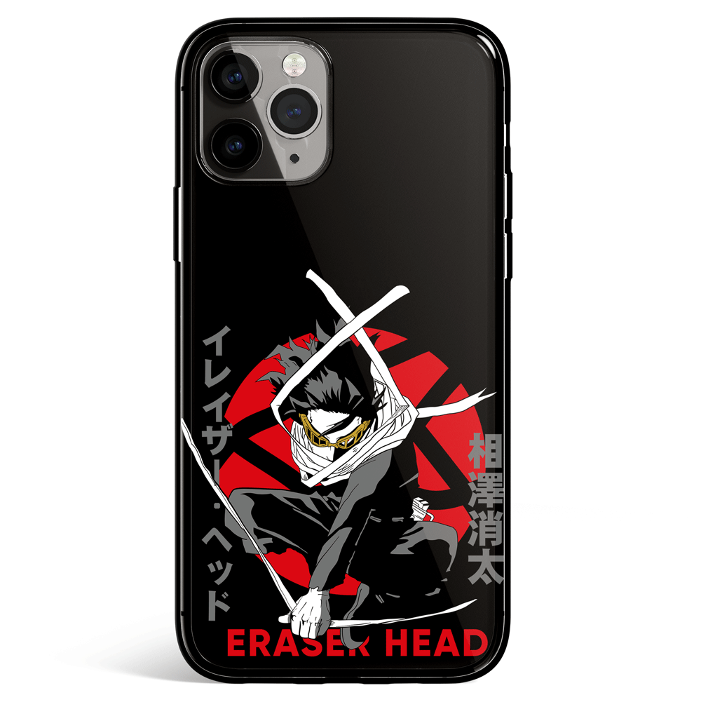 My Hero Academia Shota Aizawa Eraser Head Tempered Glass Soft Silicone iPhone Case