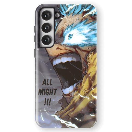 My Hero Academia All Might Tempered Glass Tough Soft Silicone Samsung Case