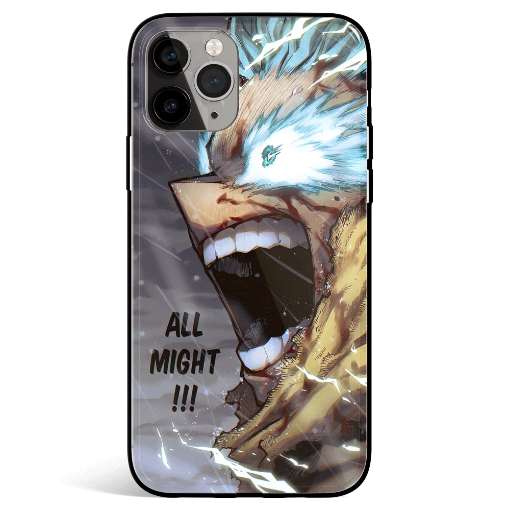 My Hero Academia All Might Tempered Glass Soft Silicone iPhone Case 1086