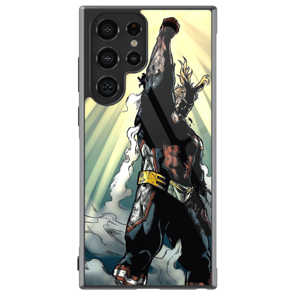 My Hero Academia All Might Tempered Glass Tough Soft Silicone Samsung Case