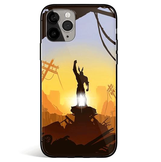 My Hero Academia All Might Tempered Glass Soft Silicone iPhone Case 1094