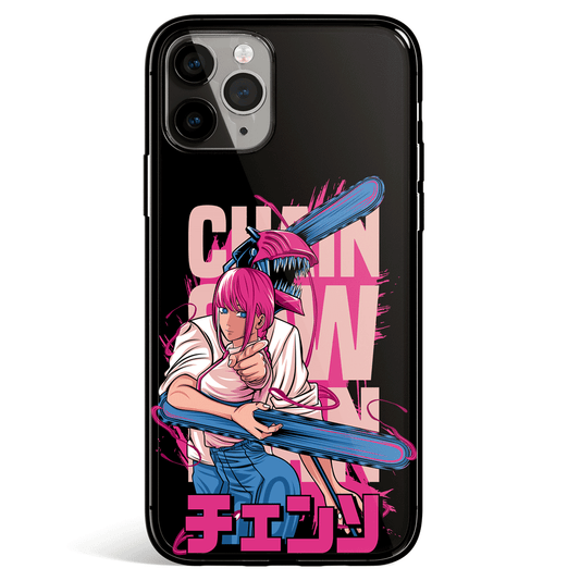 Chainsawman Devil Denji and Power Tempered Glass Soft Silicone iPhone Case