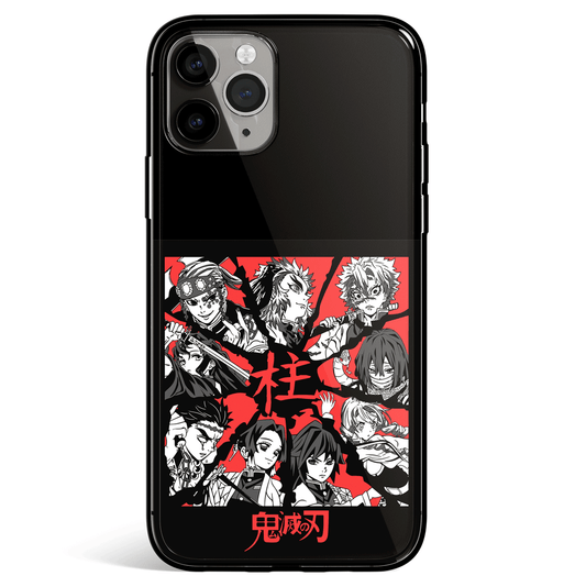 Demon Slayer Characters Tempered Glass Soft Silicone iPhone Case