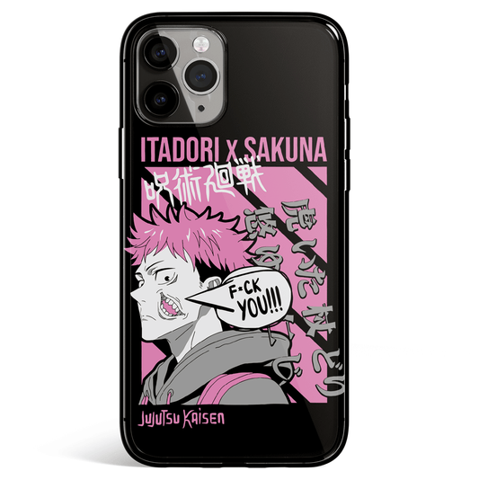 Jujutsu Kaisen Itadori x Sukuna Tempered Glass Soft Silicone iPhone Case