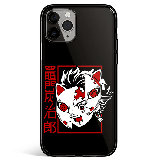 Demon Slayer Tanjiro Mask Tempered Glass Soft Silicone iPhone Case