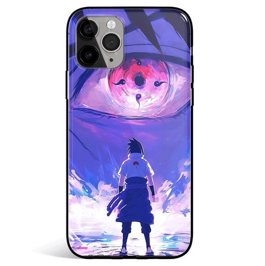 Naruto Sasuke Shringan World Tempered Glass Soft Silicone iPhone Case