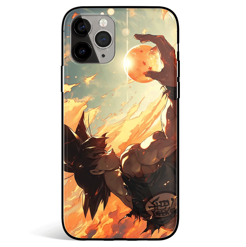 Dragon Ball Goku and the Dragon Ball Tempered Glass Soft Silicone iPhone Case