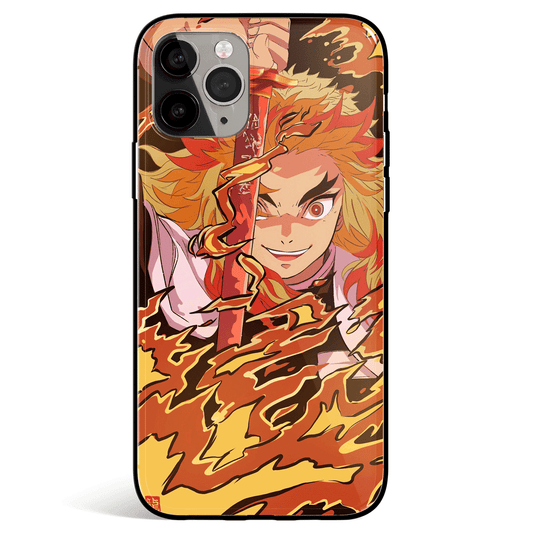 Demon Slayer Rengoku Fanart Tempered Glass Soft Silicone iPhone Case