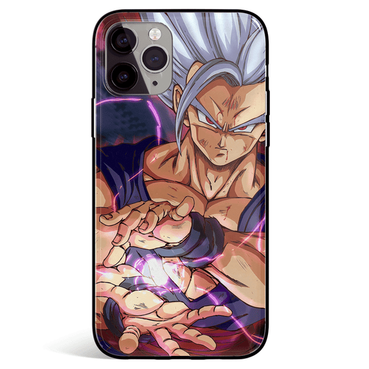 Dragon Goku White Hair Tempered Glass Soft Silicone iPhone Case