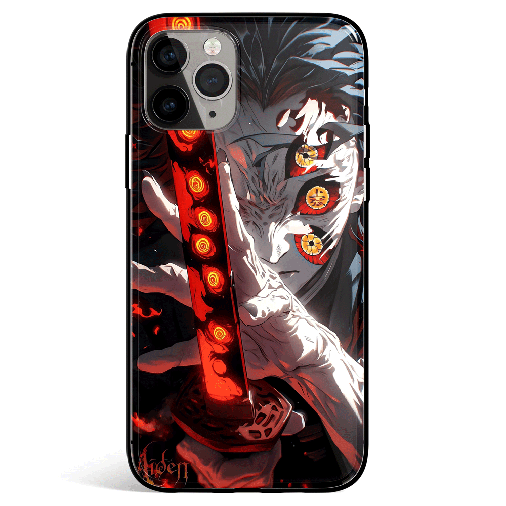 Demon Slayer Kokushibo Fanart Tempered Glass Soft Silicone iPhone Case