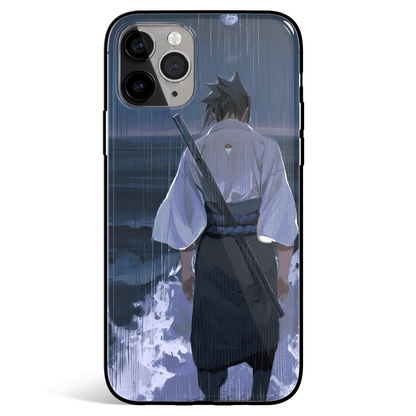 Naruto Sasuke In the Rain Tempered Glass Soft Silicone iPhone Case