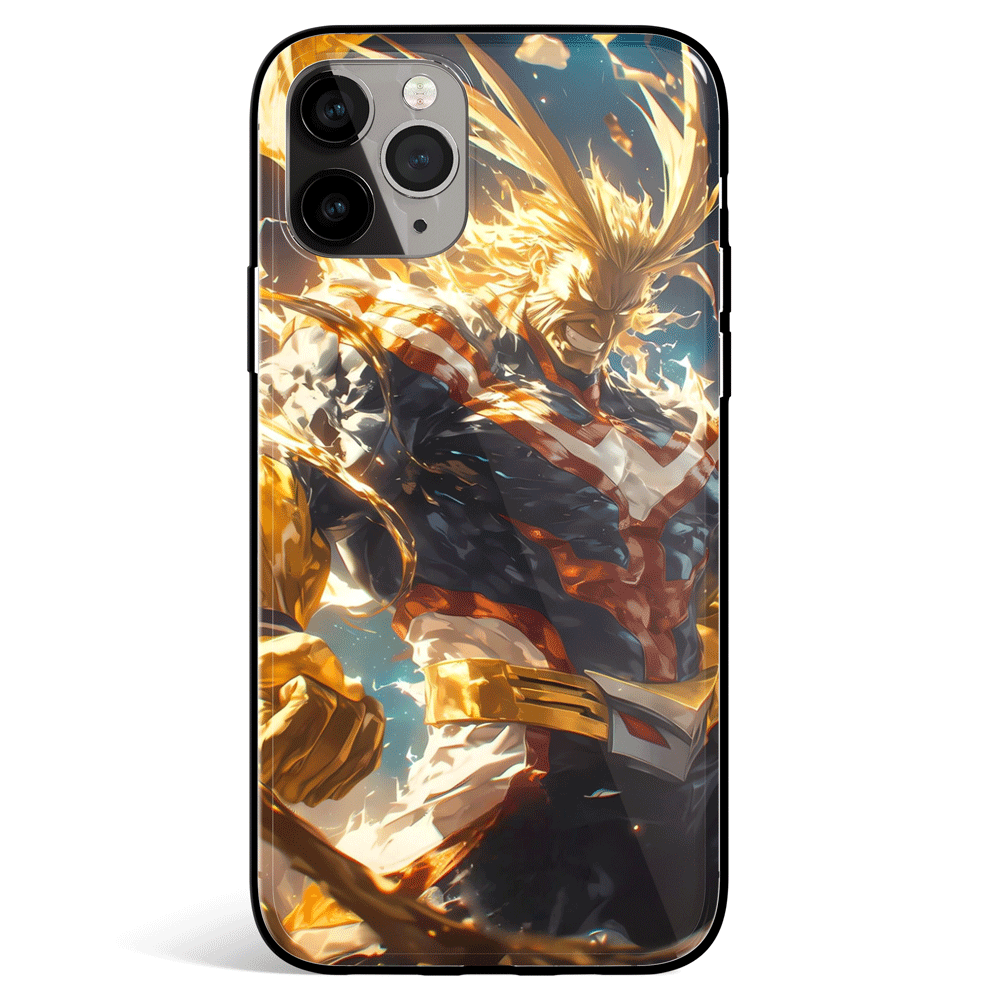 My Hero Academia All Might Fanart Tempered Glass Soft Silicone iPhone Case