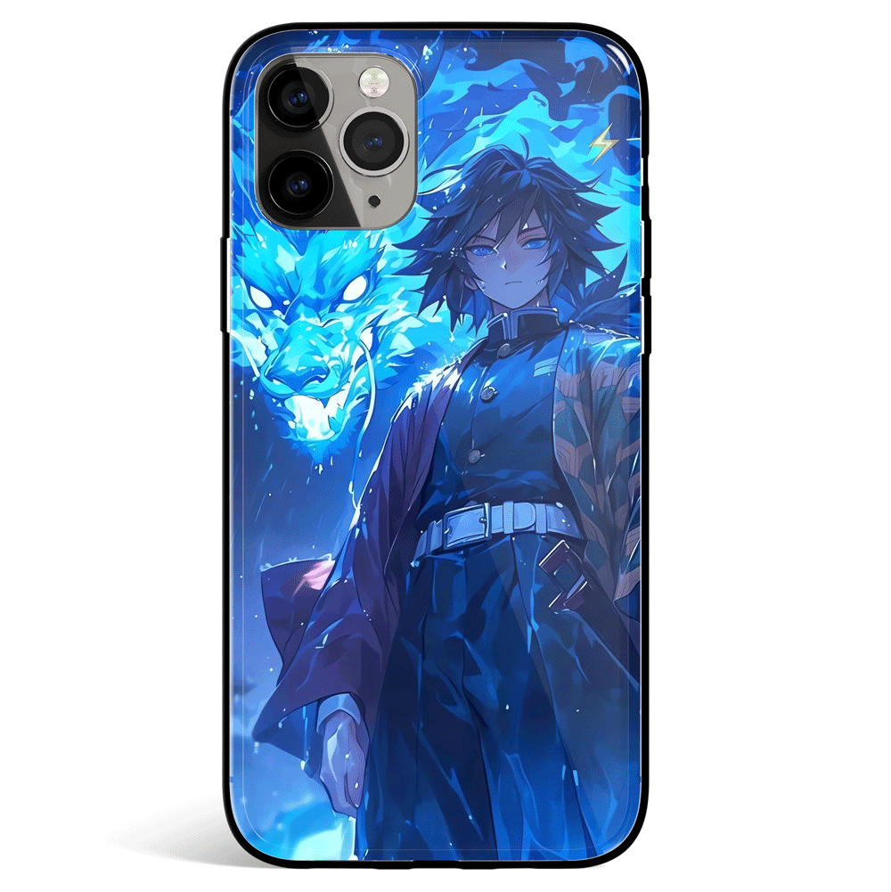 Demon Slayer Giyu Tempered Glass Soft Silicone iPhone Case