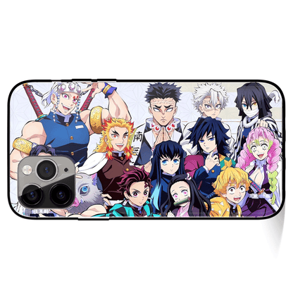 Demon Slayer Group Photo Tempered Glass Soft Silicone iPhone Case