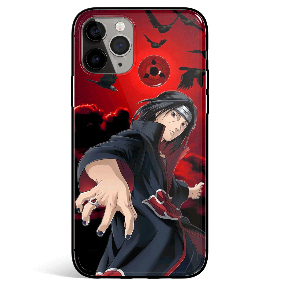 Naruto Itachi Sharingan Tempered Glass Soft Silicone iPhone Case