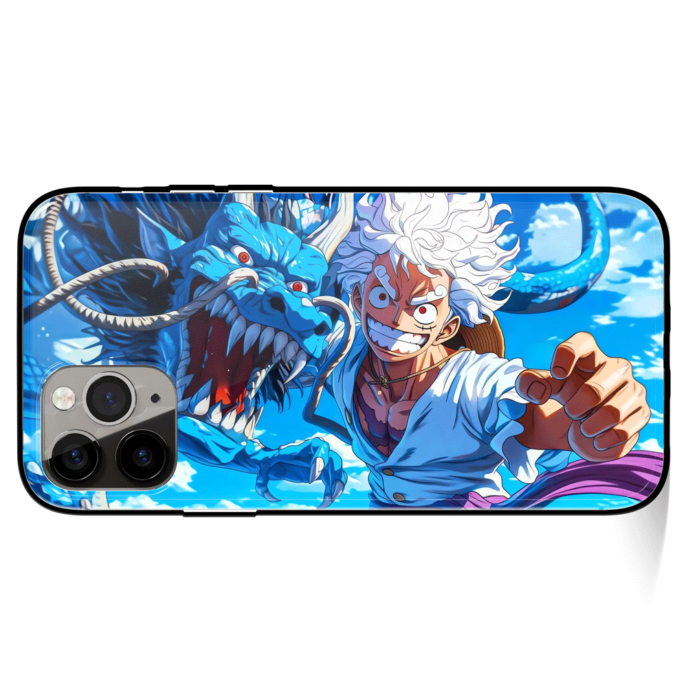 One Piece Luffy vs Kaido Tempered Glass Soft Silicone iPhone Case