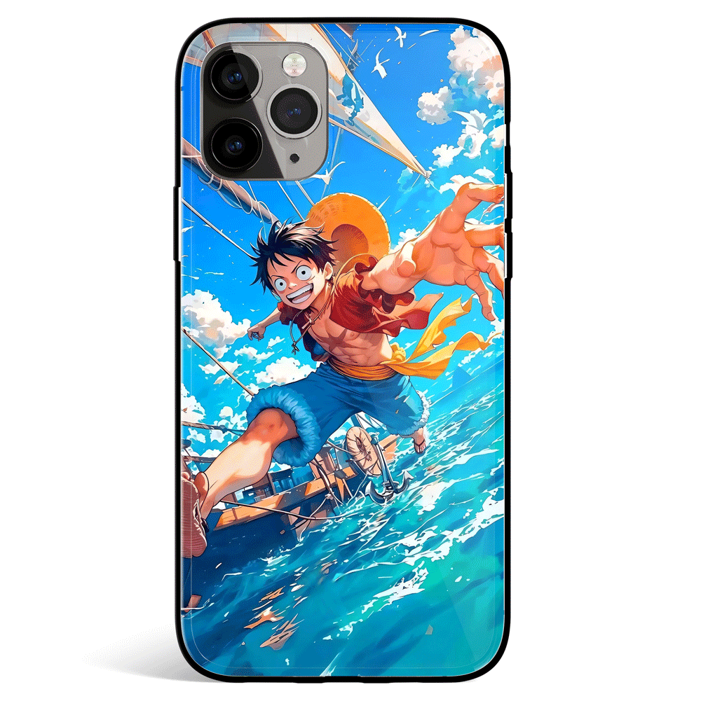 One Piece Luffy To the Future Tempered Glass Soft Silicone iPhone Case