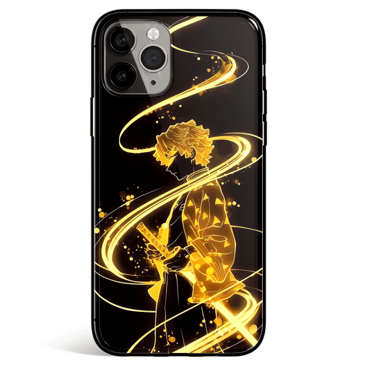 Demon Slayer Zenitsu Tempered Glass Soft Silicone iPhone Case