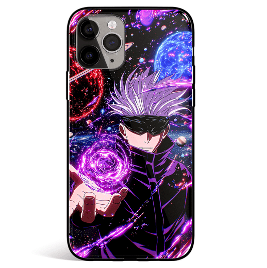 Jujutsu Kaisen Gojo Hollow Purple Tempered Glass Soft Silicone iPhone Case