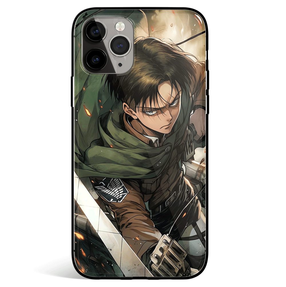 Attack on Titan Levi Tempered Glass Soft Silicone iPhone Case