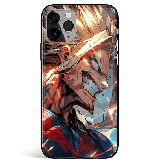 My Hero Academia All Might Tempered Glass Soft Silicone iPhone Case