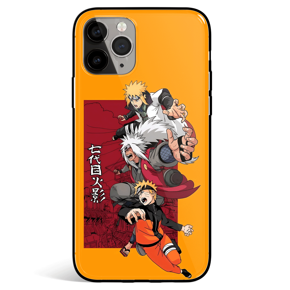 Naruto Jiraiya Minato Painting Tempered Glass Soft Silicone iPhone Case