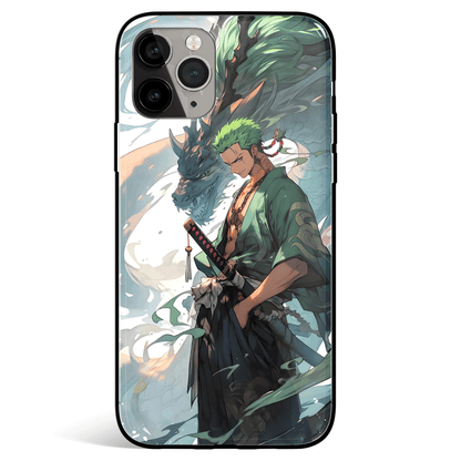 One Piece Zoro vs Kaido Tempered Glass Soft Silicone iPhone Case