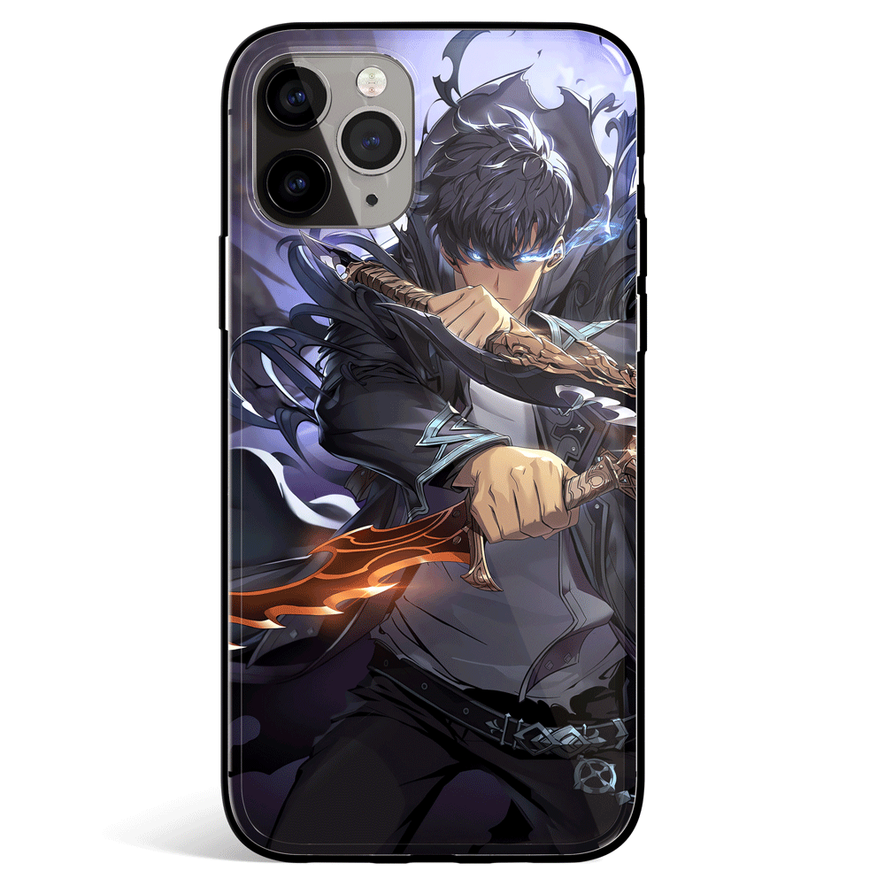 Solo Leveling Sung Jin-woo Sword Tempered Glass Soft Silicone iPhone Case