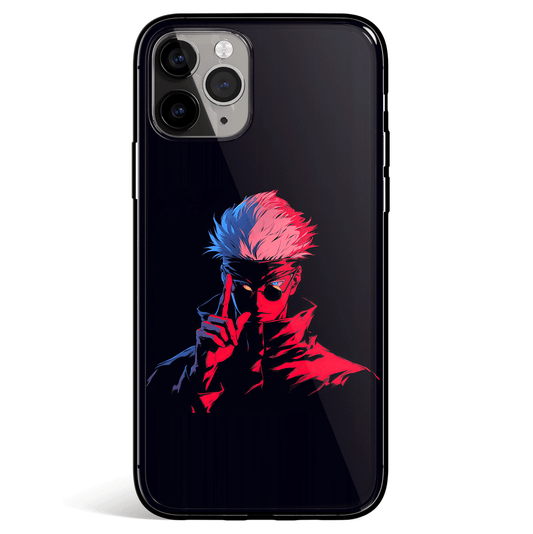 Jujutsu Kaisen Gojo Black Tempered Glass Soft Silicone iPhone Case